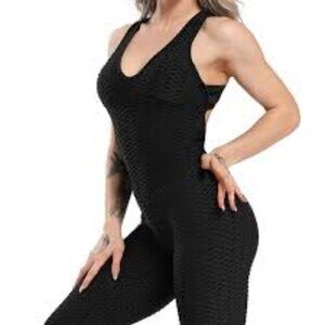 Sleeveless Bodysuit Butt Lifting Gym Stretchy Textured One Piece Size Medium